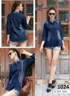 Navy Blue Latest Western Fully Stylish Selvess With Classy Look With Different Shades Of Denim Pure Cotton Top Collection 1024